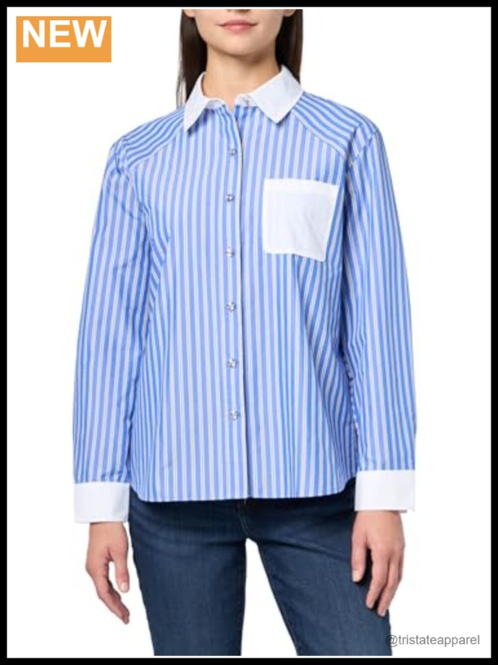 Striped Long Sleeve Blouse with Collar - Office Essential
